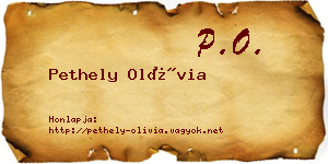 Pethely Olívia névjegykártya